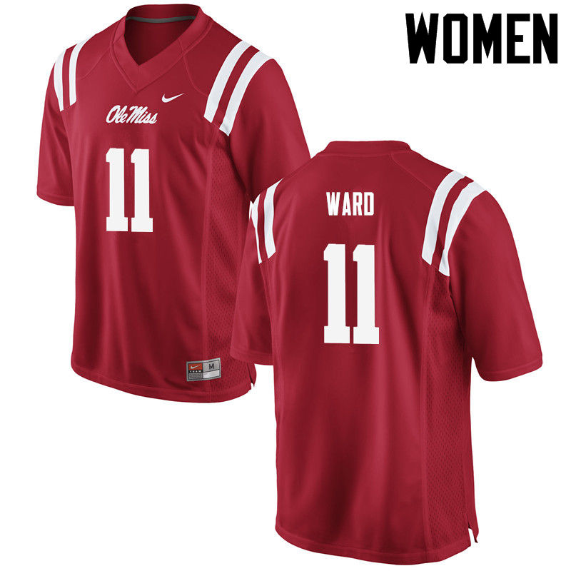 Channing Ward Ole Miss Rebels NCAA Women's Red #11 Stitched Limited College Football Jersey RWD7758GO